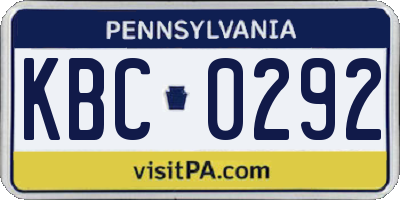PA license plate KBC0292