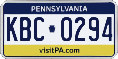 PA license plate KBC0294