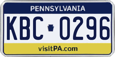 PA license plate KBC0296