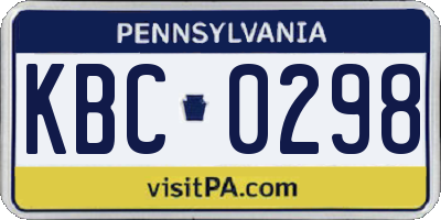 PA license plate KBC0298
