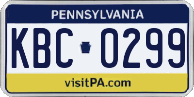 PA license plate KBC0299