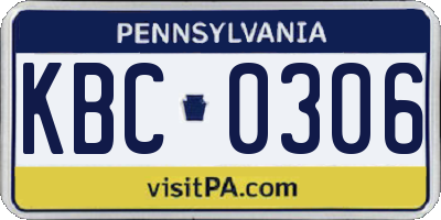 PA license plate KBC0306