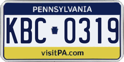 PA license plate KBC0319