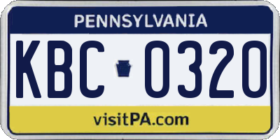 PA license plate KBC0320