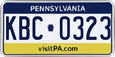 PA license plate KBC0323