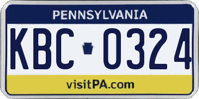 PA license plate KBC0324