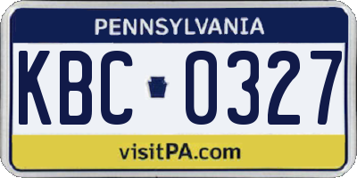 PA license plate KBC0327