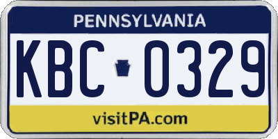 PA license plate KBC0329