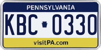 PA license plate KBC0330