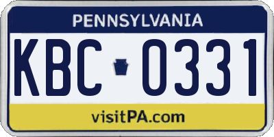 PA license plate KBC0331