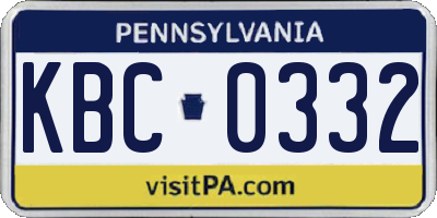 PA license plate KBC0332