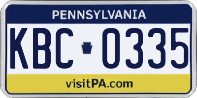 PA license plate KBC0335