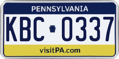PA license plate KBC0337