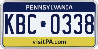 PA license plate KBC0338