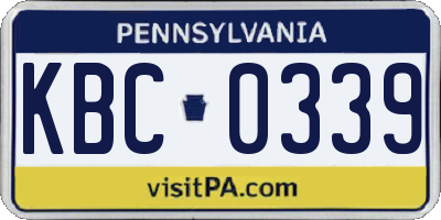 PA license plate KBC0339