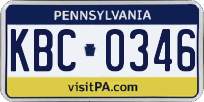PA license plate KBC0346