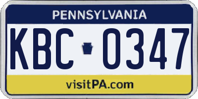 PA license plate KBC0347