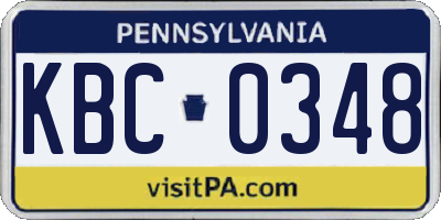 PA license plate KBC0348