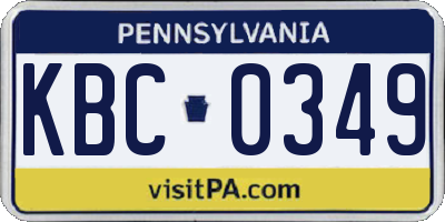 PA license plate KBC0349