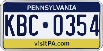 PA license plate KBC0354