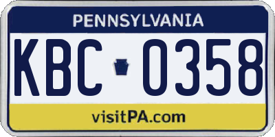 PA license plate KBC0358