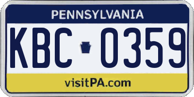 PA license plate KBC0359