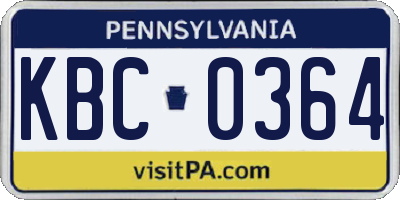 PA license plate KBC0364