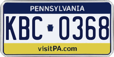 PA license plate KBC0368