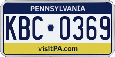 PA license plate KBC0369