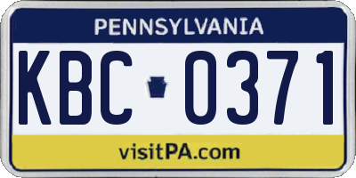 PA license plate KBC0371
