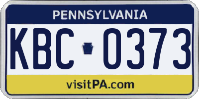 PA license plate KBC0373