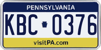 PA license plate KBC0376
