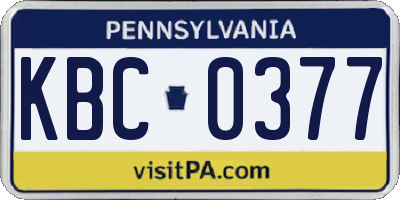 PA license plate KBC0377
