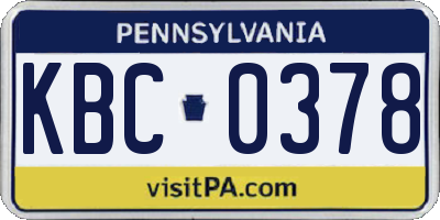PA license plate KBC0378