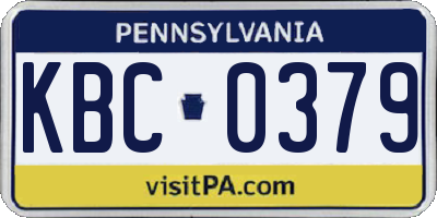 PA license plate KBC0379
