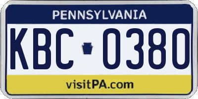 PA license plate KBC0380