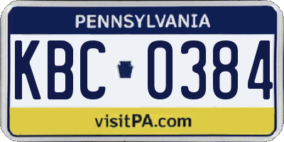 PA license plate KBC0384