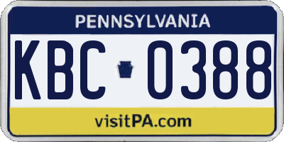 PA license plate KBC0388
