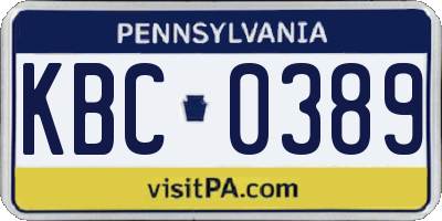 PA license plate KBC0389