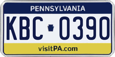 PA license plate KBC0390