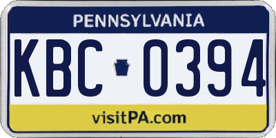 PA license plate KBC0394