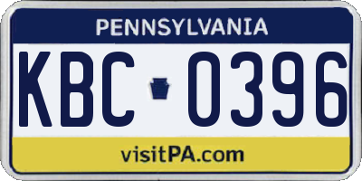 PA license plate KBC0396