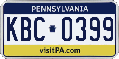 PA license plate KBC0399
