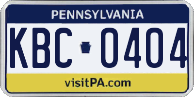 PA license plate KBC0404