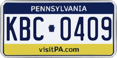 PA license plate KBC0409