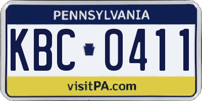 PA license plate KBC0411