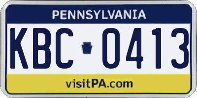 PA license plate KBC0413