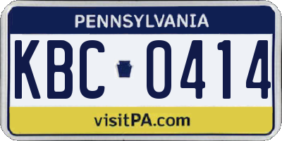 PA license plate KBC0414