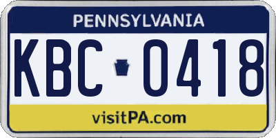 PA license plate KBC0418