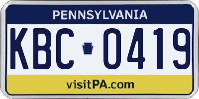 PA license plate KBC0419